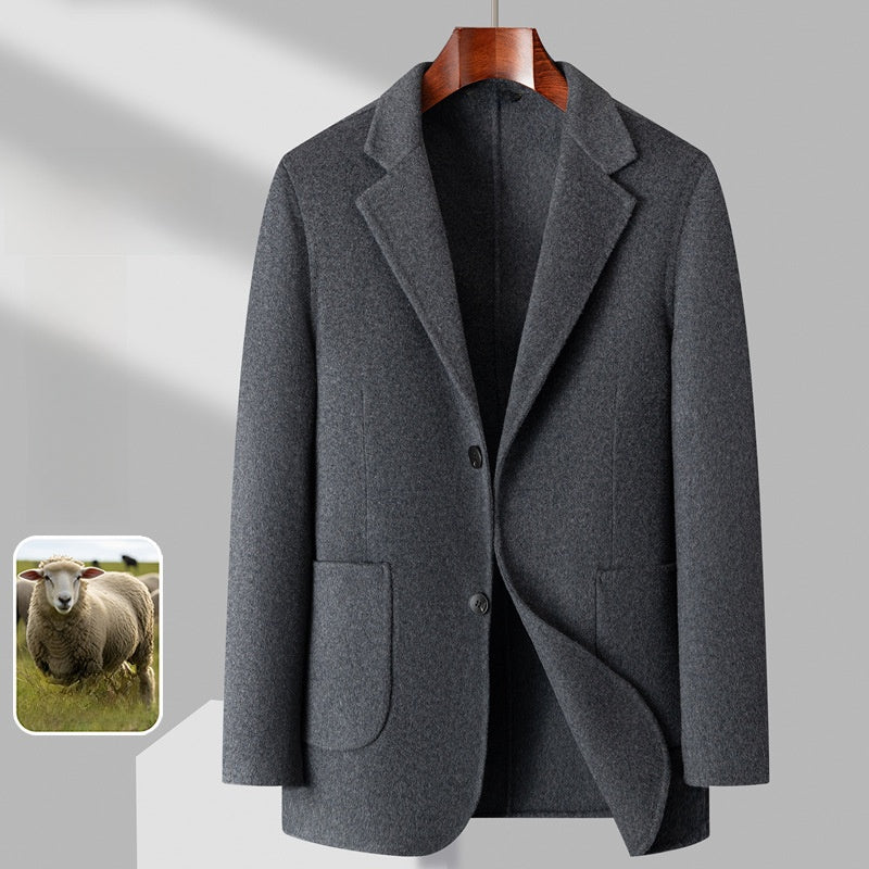 Men 70% Wool Slim Fit Business Suit Jacket – Premium Sheep Wool Blend Single-Breasted Blazer