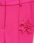 WHITE / PINK  Three-dimensional Flower Decoration Pants