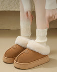 Women Genuine Wool Snow Boots – Cowhide Slip-On Winter Boots with Thick EVA Sole & Anti-Slip Comfort