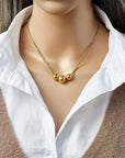 18K Gold Titanium Steel Metal Ball Necklace Vintage