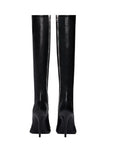 Women’s Stiletto Heel Pointed Toe Side-Zip Knee-Length Boots – Sleek Black Elegance