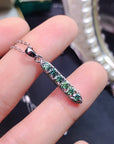 925 Silver Inlaid Green Moissanite Pendant  UNISEX