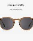 Japanese-style Men's Retro Pattern Cloth Round Frame UV-proof Sunglasses