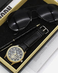 Men's Quartz Business Watch & Sunglasses