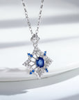 Natural Sapphire Necklace Female Hollow  Pendant