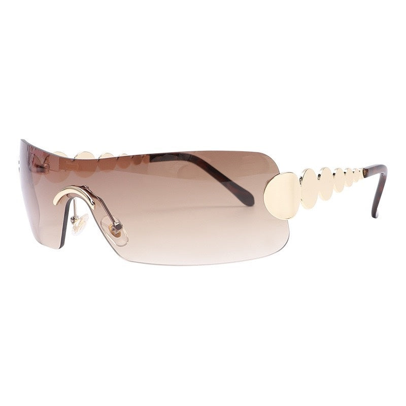 One Piece Rimless Sunglasses Concave Styling women