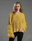 Loose Sweater Women Tassel Pure Color