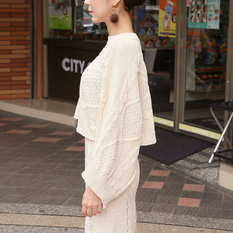 Women’s Knitted Bat-Sleeve Sweater &amp; Skirt Set – Sweet Elegance with Effortless Comfort