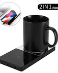 2 In 1 Heating Mug Cup Warmer Electric Wireless Charger For Home Office Coffee Milk