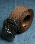 Men Canvas Skull Metal Belt