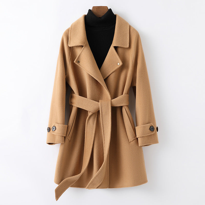 Women’s Reversible Cashmere Coat – Elegant Loose-Fit Wool Blend Outerwear