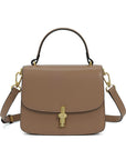 Women’s Genuine Leather Small Square Handbag – Vintage Metal Buckle Crossbody & Shoulder Bag with Premium Cowhide, Elegant Structured Design for Daily & Casual Use
