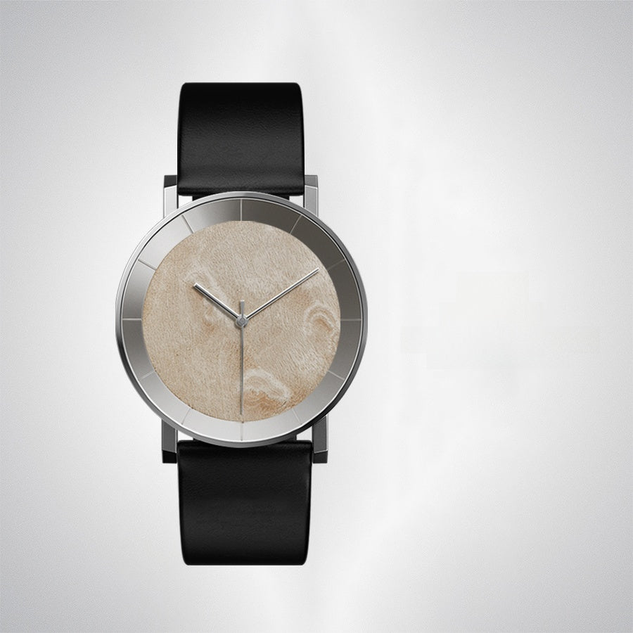 Wooden Watch Men – Natural Walnut Wood Quartz Analog Wristwatch with Leather Strap 3ATM Waterproof