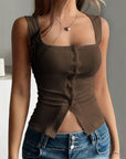 Slim-fit Buttoned Split Vest Sling Women's Top