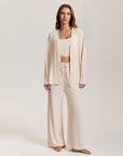 Women’s Three-Piece Viscose Pajama Set – Sling Top, Long Sleeve Jacket & Pants Soft Breathable Lounge Sleepwear