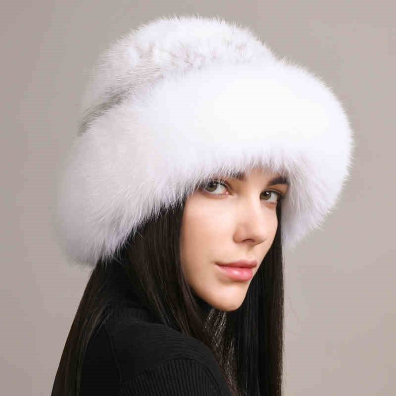 Mink Hair Hat Lady Braided Fur Winter  Women