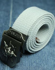 Men Canvas Skull Metal Belt