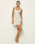 Women’s Square-Neck Open-Back Printed Suspender Dress – Fresh Sweet Floral A-Line Mini Dress