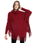 Acrylic Fringed Sweater High Collar Warm Sleeve Pullover Cloak