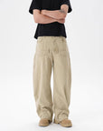Men’s Loose Machete Pants - Wide Leg Cotton Trousers (Khaki/Gray, M-2XL) Straight Leg Comfort Fit with Elastic Waist
