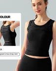 Women’s Breathable Sports Vest – Padded Fitness Yoga Top