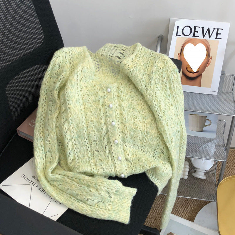 Women’s Fashionable Soft Mohair Knitted Sweater – Hollow Out Casual Style