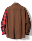 Color-matching Plaid Shirt Corduroy Long-sleeved