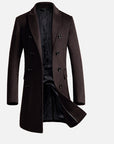 Men’s Woolen Slim-Fit Trench Coat – Classic Tailored Wool Overcoat