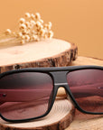 Wooden square sunglasses men