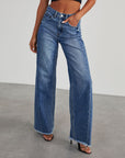 High Waist Jeans With Pockets Comfortable Slim Fit Straight Wide-leg