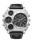 Dual time zone quartz watch for men