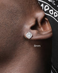 8mm Four-claw Zircon Sterling Silver Diamond Stud Earrings men