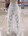 Y2K Lace Flower Hollow Jeans – High Waist, Wide Leg & Effortlessly Chic