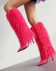 Women’s Tassel Stiletto Long Boots – Pointed-Toe Minimalist High-Heel Suede Fashion Boots