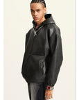 Retro Large Profile Leather Coat Men