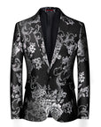 Men’s Floral Gilded Blazer – Slim Fit Cotton Blend Casual Suit Jacket