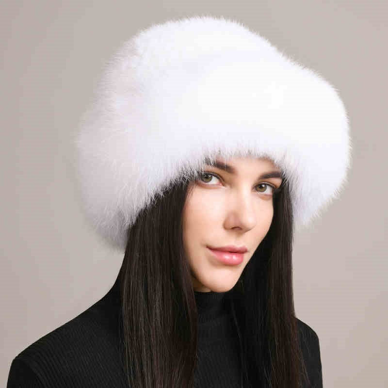 Mink Hair Hat Lady Braided Fur Winter  Women