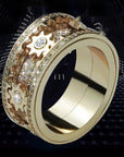 Gypsophila diamond gear rotating men and women ring