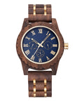 Retro Walnut Gold Multi-functional Men's Quartz Watch