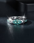 High quality Blue Green Mosonite Ring Unisex