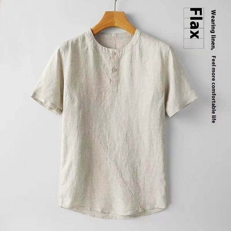Men’s Cotton &amp; Linen Casual T-Shirt – Short Sleeve Summer Essential