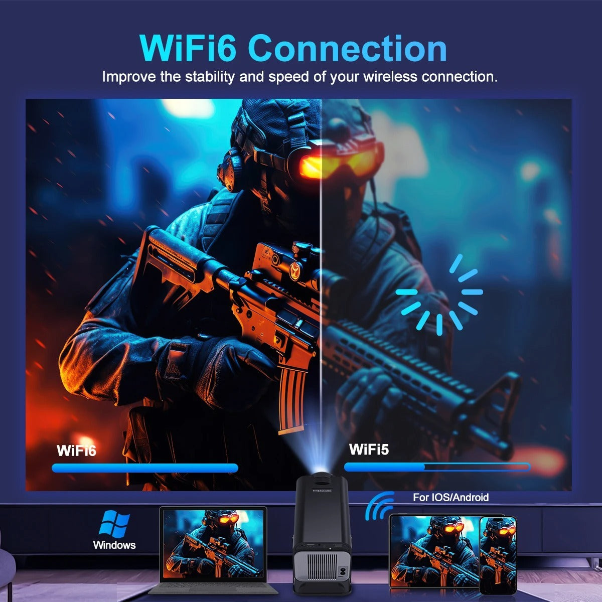 Small Projector 4K Wireless WiFi Smart 5G Projector (3 to 7 Days shipping)