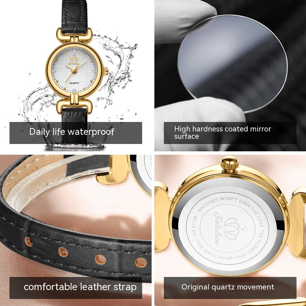 Retro Lightweight Small Kit Exquisite Watch Women&#39;s Belt Quartz Watch