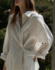 Linen Shirt French Hollow Embroidered Loose Long Sleeve Blouse WOMEN