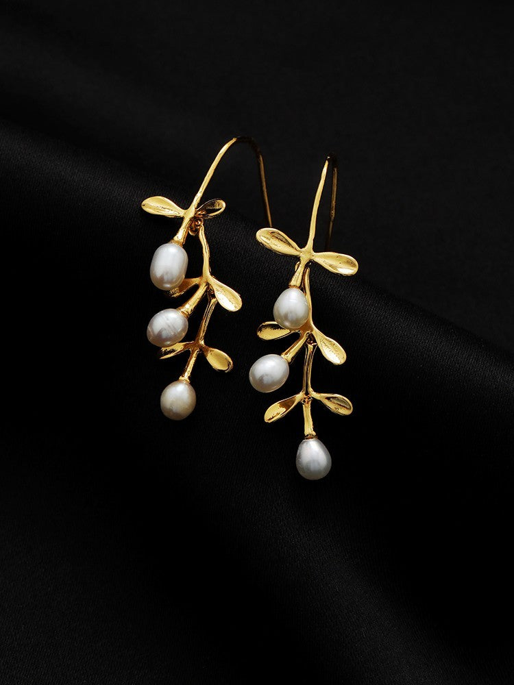 18K Gold Plating Natural Pearl Ear Studs