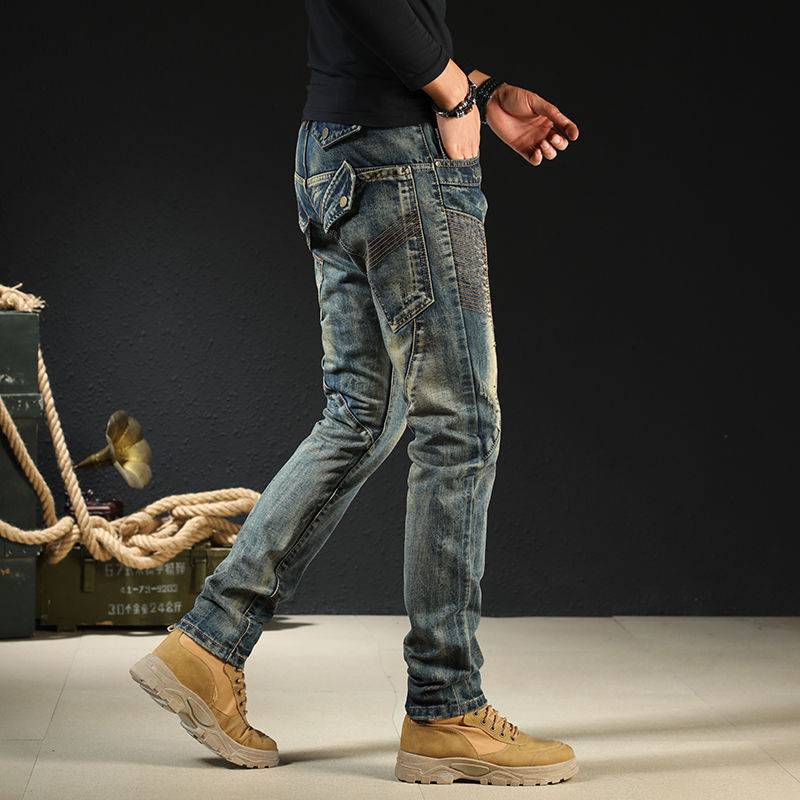 Men&#39;s Fashion Japanese Style Retro Nostalgic Motorcycle Jeans ( 3 TO 7 DAYS SHIPPING)