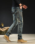 Men's Fashion Japanese Style Retro Nostalgic Motorcycle Jeans ( 3 TO 7 DAYS SHIPPING)