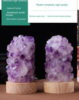 Natural Amethyst Vug Tooth Flower Mini Night Light Usb Plug-in