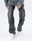 Raw Hem Jeans Men's American High Street Straight-leg Pants