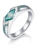 High quality Blue Green Mosonite Ring Unisex